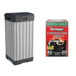 Keter Rockford Resin 38 Gallon Trash Can With Lid And Drip Tray For Easy Cleaning - Perfect For Patios, Kitchens, And Outdoor Entertaining -Brabantia Shop 41QIZrxbfaL