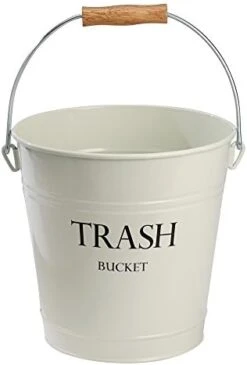IDesign Metal Pail Trash Can For Bathroom, Bedroom, Home Office, Dorm, 10.75" X 10.75" X 10.5", White Finish With Vintage Black Lettering -Brabantia Shop 41RJBbr7pqL. AC