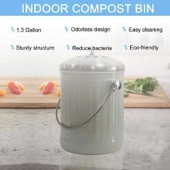 4W Kitchen Compost Bin With 4 Charcoal Filters - 1.3 Gallon Indoor Compost Bin For Kitchen Counter For Food Waste Odor Free (White) -Brabantia Shop 41ROEK7PZ8L