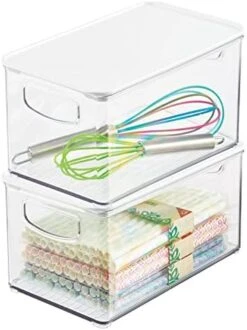 Plastic Deep Storage Bin Box Container With Lid And Built-In Handles - Organization For Fruit, Snacks, Or Food In Kitchen Pantry, Cabinet, Or Cupboard, Ligne Collection, 2 Pack, Clear/White -Brabantia Shop 41RyxtdTKiL. AC