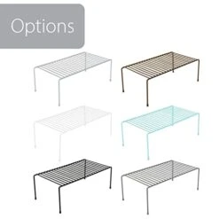 Smart Design Cabinet Storage Shelf Rack - Large (8.5 X 16 Inch) - Steel Metal Wire - Cupboard, Plate, Dish, Counter & Pantry Organizer Organization - Kitchen [Charcoal Gray] -Brabantia Shop 41SWPzy7o6L