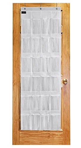 Over-The-Door Hanging White Pantry Organizer And Kitchen Storage Unit With 24 Crystal-Clear Vinyl Pockets And 3 Metal Hooks 6 Over-The-Door Hanging White Pantry Organizer And Kitchen Storage Unit With 24 Crystal-Clear Vinyl Pockets And 3 Metal Hooks - Image 6