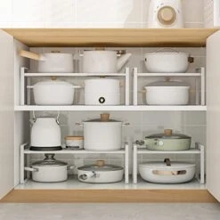 2 Tier Expandable Cabinet Shelf Organizer Over The Sink Storage Rack 2 Tier Adjustable Countertop For Kitchen Bathroom Pantry Spice Cupboard Dish Cup Bottle Pot Metal Plate Heavy Duty Nonslip(Black) -Brabantia Shop 41SdxagTqfL