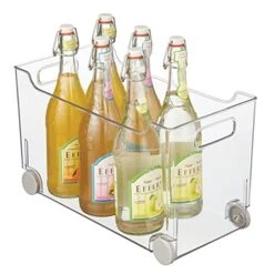 Plastic Storage Container Bin Box With Rolling Wheels And Handle For Kitchen Organization - Pantry, Cupboard, Cabinet Shelves, Or Under Sink - Lumiere Collection - Clear/Gray 8 Plastic Storage Container Bin Box With Rolling Wheels And Handle For Kitchen Organization - Pantry, Cupboard, Cabinet Shelves, Or Under Sink - Lumiere Collection - Clear/Gray -Brabantia Shop 41Sh05RIVRL