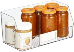 Wide Plastic Kitchen Food Storage Organizer Bin Basket With Open Front And Built-In Label Holder For Cabinets, Pantry - 12 Inch Width - 4 Pack - Clear -Brabantia Shop 41Shmpu3L. AC