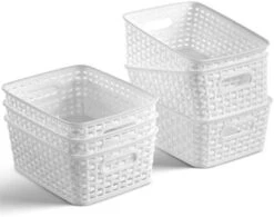 T Of 6 Plastic Storage Baskets - Small Pantry Organizer Basket Bins - Household Organizers With Cutout Handles For Kitchen Organization, Countertops, Cabinets, Bedrooms, And Bathrooms -Brabantia Shop 41Srr0DtgYL. AC