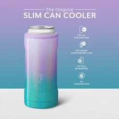 BrĂ¼Mate Hopsulator Slim Can Cooler Insulated For 12oz Slim Cans | Skinny Can Coozie Insulated Stainless Steel Drink Holder For Hard Seltzer, Beer, Soda, And Energy Drinks (Glitter Mermaid)
