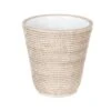Kouboo La Jolla Rattan Wastebasket With Plastic Insert, Handmade, Trash Can, Small Wastebasket, Bedroom, Bathroom, Vanity, RV, Dorm, White Wash