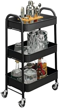 MDesign Metal 3-Tier Rolling Utility Storage Carts - Organizer Trolley For Bathroom, Kitchen, Laundry, Office, And Kids Rooms - Heavy Duty Caddy With 4 Caster Wheels - Light Pink -Brabantia Shop 41TIzzhkmXL. AC