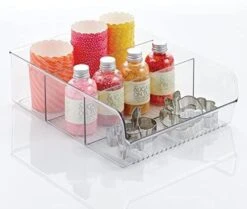 MDesign Plastic Food Storage Bin Organizer With 3 Compartments For Kitchen Cabinet, Pantry, Shelf, Drawer, Fridge, Freezer Organization - Holds Snack Bars - Ligne Collection - Clear -Brabantia Shop 41TbuzrLhbL. AC