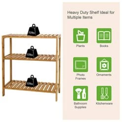 Bamboo Shelf Bathroom 3-Tier Storage Shelves Stand Rack Multifunctional Shelving For Bedroom Kitchen Living Room -Brabantia Shop 41TcGM18G5L