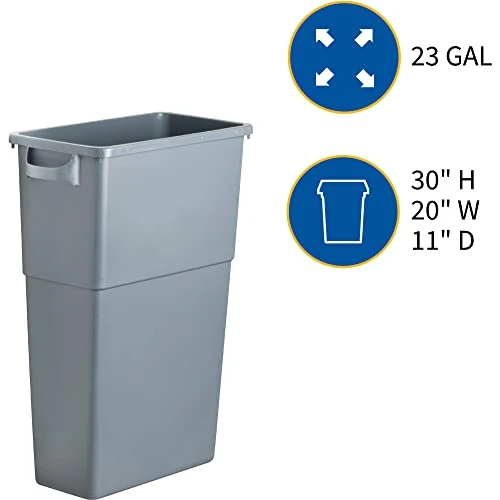 Genuine Joe GJO60465 Plastic Space Saving Waste Container, 23 Gallon Capacity, 23" Width X 30" Height X 11" Depth, Gray 6 Genuine Joe GJO60465 Plastic Space Saving Waste Container, 23 Gallon Capacity, 23" Width X 30" Height X 11" Depth, Gray - Image 6