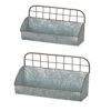 Barnyard Designs Galvanized Metal Rustic Farmhouse Wall Hanging Storage Caddy Holder Organizers, Tin Wall Shelves, Large: 16.5” X 6” X 9.5”, Small: 15.25” X 5” X 8”, Set Of 2