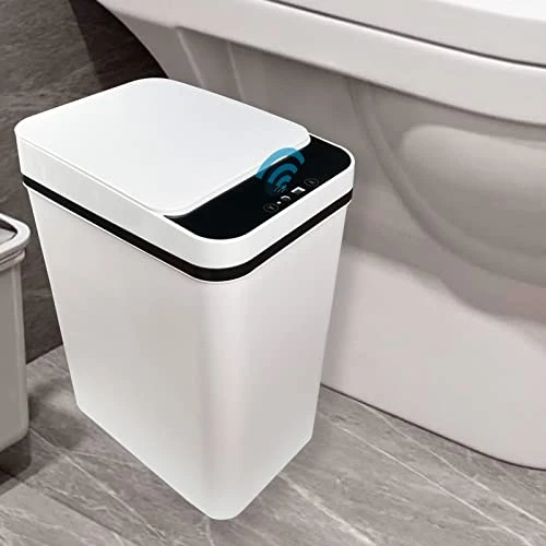 PKNOON Bathroom Trash Can Touchless 2.5 Gallon Self Sealing Trash Can Motion Sensor Trash Can Automatic Trash Cans With Lids Narrow Bedroom Garbage Bin Slim Trash Can For Bedroom Office (White) 8 PKNOON Bathroom Trash Can Touchless 2.5 Gallon Self Sealing Trash Can Motion Sensor Trash Can Automatic Trash Cans With Lids Narrow Bedroom Garbage Bin Slim Trash Can For Bedroom Office (White) - Image 8