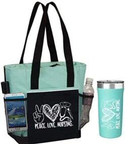 Peace, Love, Nursing. 2-Piece . Includes Insulated Tote Bag And Stainless-Steel Tumbler. Great Thank You Gift For Nurses. RN Gift And Perfect Graduation Gift. Nurse Bag For Work. -Brabantia Shop 41UfB6aKqhL. AC