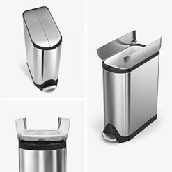 Simplehuman 45 Liter / 11.9 Gallon Butterfly Lid Kitchen Step Trash Can, Brushed Stainless Steel