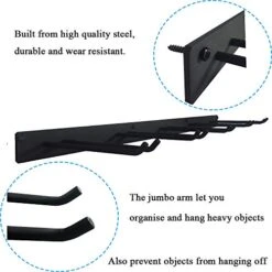 FRMSAET Wall Mount Rack Hook Space Saver Garden Tool Organizer Garage Storage System Super Heavy Duty Steel Holder Hanger - Screws And Anchors Included (Black) -Brabantia Shop 41UsSxHBWxL