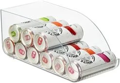 MDesign Small Plastic Water Bottle Stackable Storage Organization Bin With Open Front For Kitchen Refrigerator, Freezer, Pantry, Holds 12 Bottled Drinks/Beverages, Ligne Collection, Clear -Brabantia Shop 41UsmGAXW5L. AC