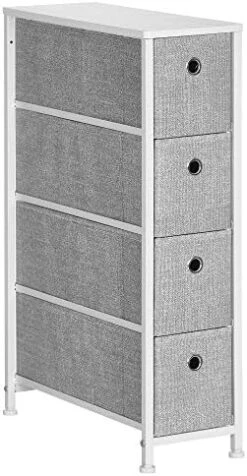 SONGMICS Narrow Dresser With 4 Fabric Drawers Vertical Slim Storage Tower Unit, 7.9", Light Gray -Brabantia Shop 41UzN3eyOML. AC