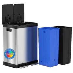 ITouchless 13 Gallon Oval Trash Can And Recycle Bin Large 12-Inch Dual-Deodorizer, Commercial Grade For Home, Restaurant, Restroom, Office, Elliptical Open Top, 13 G -Brabantia Shop 41VRbgOcakL