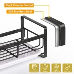 Large Sponge Holder For Kitchen Sink, 304 Stainless Steel Sink Caddy Organizer With Removable Drip Tray, Kitchen Countertop Dish Soap Holder, Not Include Soap Dispenser, Black -Brabantia Shop 41VakrNqeyL