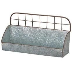 Barnyard Designs Galvanized Metal Rustic Farmhouse Wall Hanging Storage Caddy Holder Organizers, Tin Wall Shelves, Large: 16.5” X 6” X 9.5”, Small: 15.25” X 5” X 8”, Set Of 2 -Brabantia Shop 41VqLxkmOnL