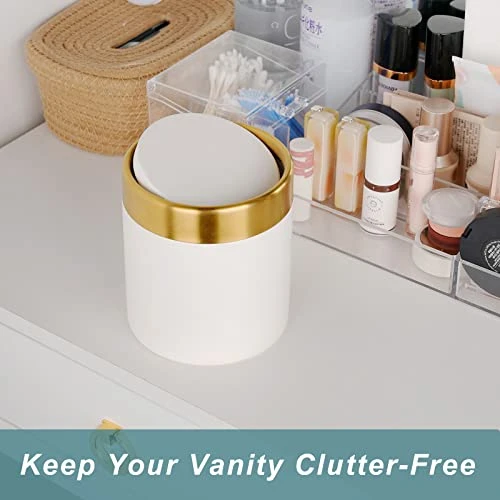 JILLICK Small Trash Can With Lid, Mini Desk Trash Can, 1.5 Liter / 0.4 Gallon Small Metal Garbage Can For Countertop Coffee Bar, White 1 JILLICK Small Trash Can With Lid, Mini Desk Trash Can, 1.5 Liter / 0.4 Gallon Small Metal Garbage Can For Countertop Coffee Bar, White