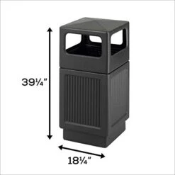 Safco Products Canmeleon Outdoor/Indoor Recessed Panel Trash/Garbage Can 9476BL; Black; Decorative Fluted Panels; 38-Gallon Capacity 20 Safco Products Canmeleon Outdoor/Indoor Recessed Panel Trash/Garbage Can 9476BL; Black; Decorative Fluted Panels; 38-Gallon Capacity -Brabantia Shop 41WxtVZ5tgL
