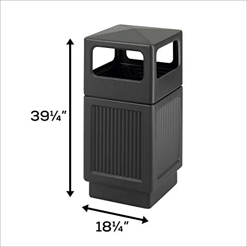 Safco Products Canmeleon Outdoor/Indoor Recessed Panel Trash/Garbage Can 9476BL; Black; Decorative Fluted Panels; 38-Gallon Capacity 6 Safco Products Canmeleon Outdoor/Indoor Recessed Panel Trash/Garbage Can 9476BL; Black; Decorative Fluted Panels; 38-Gallon Capacity - Image 6