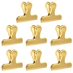 T Of 8 Heavy Duty Stainless Steel Bag Clips, SourceTon 3 X 2.4 Inch Durable Paper Seal Grip For Coffee Food Bread Bags, Kitchen Home Usage- Gold