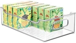 MDesign Wide Plastic Kitchen Storage Container Bins With Handles -Organization In Pantry, Cabinet, Refrigerator Or Freezer Shelves - Food Organizer For Fruit, Yogurt, Squeeze Pouches - Clear -Brabantia Shop 41XazOynQL. AC