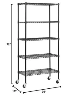 Muscle Rack MWS361872-BLK 5 Shelf Black Wire Mobile Shelving Unit, 72" Height, 36" Width, 18" Length -Brabantia Shop 41XkDqfr4pL