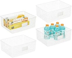 Square Steel Wired Storage Organizer Bin Baskets With Label Slot For Kitchen Pantry, Cabinet, Organizing Holder For Food, Drinks, Snacks, Produce, Omaha Collection, 4 Pack, Matte Black -Brabantia Shop 41YCPLcuvTL. AC