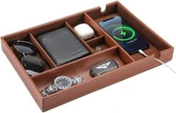 ProCase PU Valet Tray For Dad, Fathers’ Day Gift From Son Daughter - Nightstand Organizer EDC Dump Catchall Trays With Phone Charging Station, Dresser Top Entryway Faux Leather Storage Box -Black -Brabantia Shop 41YCYKpF2yL. AC