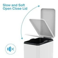 BETHEBEST Bathroom Trash Can With Lid,Foot Pedal Garbage Can With Removable Liner Bucket, 2.6 Gallon Rectangular Step Trash Bin For Bathroom,Bedroom,Office (White) -Brabantia Shop 41YiC0FfiwL