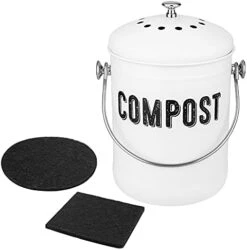 ENLOY Compost Bin, Stainless Steel Indoor Compost Bucket For Kitchen Countertop Odorless Compost Pail For Kitchen Food Waste With Carrying Handle 1.3 Gallon Easy To Clean -Brabantia Shop 41YvkS5yvhS. AC