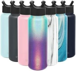 Simple Modern Water Bottle With Straw Lid Vacuum Insulated Stainless Steel Metal Thermos Bottles | Reusable Leak Proof BPA-Free Flask For Gym, Sports| Summit Collection | 22oz, Botanical Rainbow -Brabantia Shop 41Z4n7IQs6L. AC