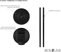 IRON °FLASK Tumbler - Airtight Leak-Proof, Durable Stainless Steel Bottle - Double Walled, Drinking Cup, Hot & Cold Insulated Thermo Tumblers - Coffee & Water Travel Mug, 32 Ounces -Brabantia Shop 41ZqZSYbJ6L