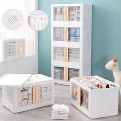 4Pcs Plastic Storage Containers With Handle For Clothes Organizing Cabinet Stackable Lidded Storage Bins With Wheel,8.5Gal Collapsible Storage Box For Snacks Pantry Bedroom Closet Playroom Office -Brabantia Shop 41ZugkSAkAL