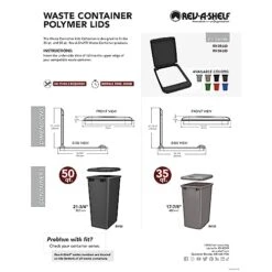 Rev-A-Shelf RV-35-LID-18-1 35 Quart Polymer Trash Waste Container Garbage Can Replacement Lid For Kitchen Sliding Cabinet Base, Black (Lid Only) -Brabantia Shop 41aBDom1LxL