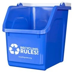 Recycling Rules 6 Gallon Stackable Recycling Bin Container In Blue, Eco-Friendly BPA-Free Handy Recycler With Handle, 4-Pack 12 Recycling Rules 6 Gallon Stackable Recycling Bin Container In Blue, Eco-Friendly BPA-Free Handy Recycler With Handle, 4-Pack -Brabantia Shop 41azVgn3IDL