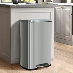 50 Liter / 13 Gallon Kitchen Trash Can With Lid, Stainless Steel Trash Can With Foot Pedal And Inner Bucket, Fingerprint-Resistant Soft Close Lid Garbage Can, Odor Proof And Hygienic, Stainless Steel -Brabantia Shop 41bKH1lTZUL 1
