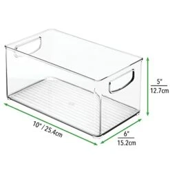 MDesign Plastic Kitchen Organizer - Storage Holder Bin With Handles For Pantry, Cupboard, Cabinet, Fridge/Freezer, Shelves, Counter - Holds Canned Food, Snacks - Ligne Collection - 2 Pack - Clear -Brabantia Shop 41bUC7rfXIL