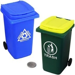 Wiosi Mini Curbside Garbage Trash Bin Pen Holder And Unique Tiny Size Recycle Can Set Pencil Cup Desktop Organizer Green Blue 2-Pack -Brabantia Shop 41bYU2TqraL. AC
