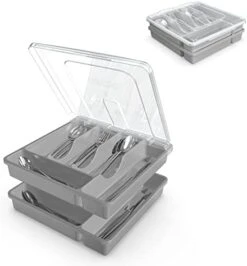 YICOCHI Utensil Holder For Countertop With Lid, Plastic Silverware Tray For Drawer, 5 Compartments Flatware Organizer, White -Brabantia Shop 41bizqmnYLL. AC