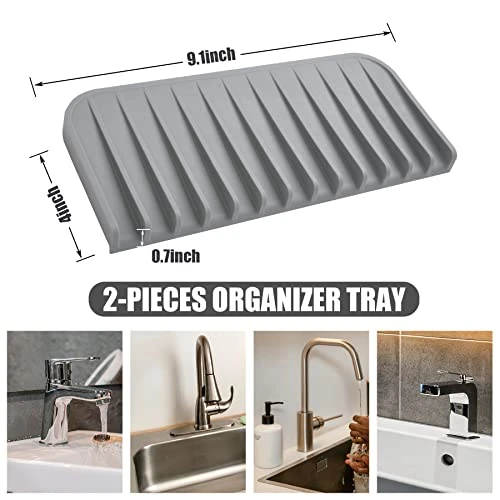 New Silicone Sponge Holder,Dish Soap Holder For Kitchen Counter, Waterproof Sponge Soap Tray For Kitchen Sink Bathroom, Multipurpose Sink Caddy Organizer For Soap Dispenser(Gray, 2 Pack) 2 New Silicone Sponge Holder,Dish Soap Holder For Kitchen Counter, Waterproof Sponge Soap Tray For Kitchen Sink Bathroom, Multipurpose Sink Caddy Organizer For Soap Dispenser(Gray, 2 Pack) - Image 2
