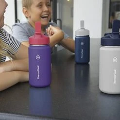 ThermoFlask Double Wall Vacuum Insulated Stainless Steel Kids Water Bottle With Straw Lid, 14 Ounce, 2-pack, Punch/Eggplant -Brabantia Shop 41cj0TR5vXL