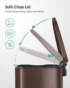 SONGMICS 13 Gallon Trash Can, Stainless Steel Kitchen Garbage Can, Recycling Or Waste Bin, Soft Close, Step-On Pedal, Removable Inner Bucket, Brown ULTB50BR 14 SONGMICS 13 Gallon Trash Can, Stainless Steel Kitchen Garbage Can, Recycling Or Waste Bin, Soft Close, Step-On Pedal, Removable Inner Bucket, Brown ULTB50BR -Brabantia Shop 41d74qIWVNL