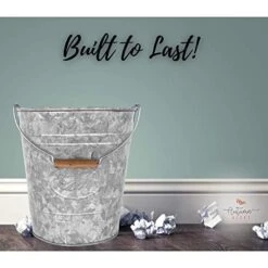 Autumn Alley Farmhouse Bathroom Trash Can - Rustic Galvanized Trash Can Bucket With Wooden Handle For Rustic Bathroom, Farmhouse Kitchen, Country Home Décor, 7 Liters, Galvanized Grey -Brabantia Shop 41dlfwPv44L