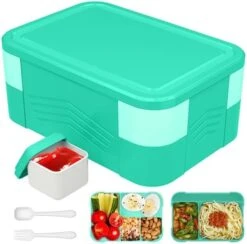 STAVOZE Bento Box, Bento Lunch Box For Kids, 1550ML Lunch Containers For Kids/Adults/Students, 6 Compartment LeakProof Adult Lunch Box With Utensils, Microwave/Dishwasher/Freezer Safe -Brabantia Shop 41drTY7Eg L. AC